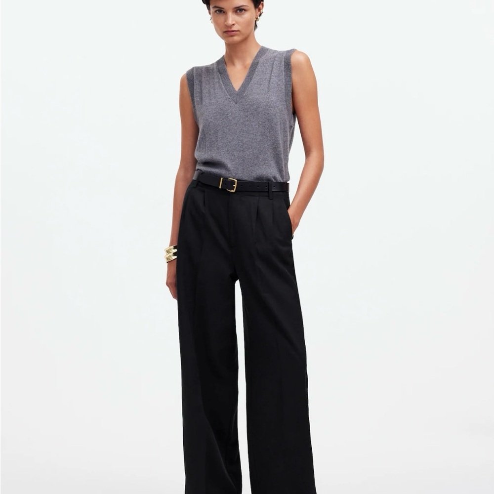 Madewell Black Wide Leg Trousers with High Waist Design